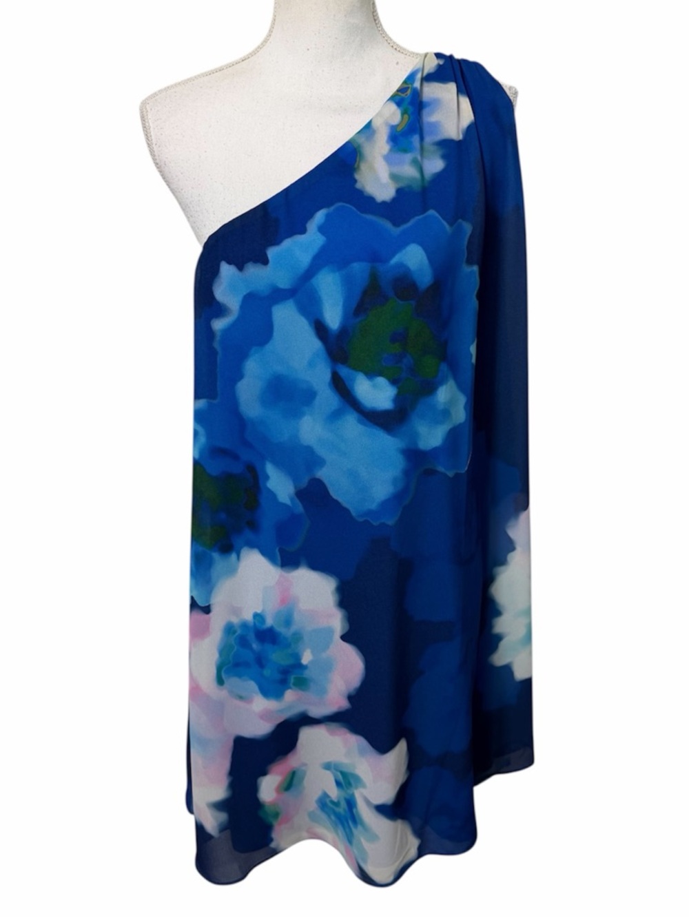 Belle Badgley Mischka Blue Floral Dress Size 8 Fit and Flare Wedding Guest NWT
